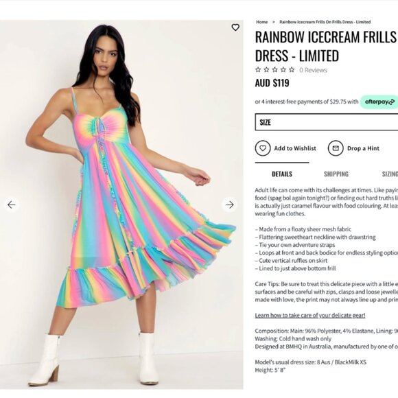 Rainbow Icecream Frills On Frills Dress Blackmilk - Picture 4 of 4